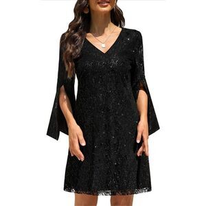 NEW Cocktail Weddings Lace Chiffon Evening Dress L